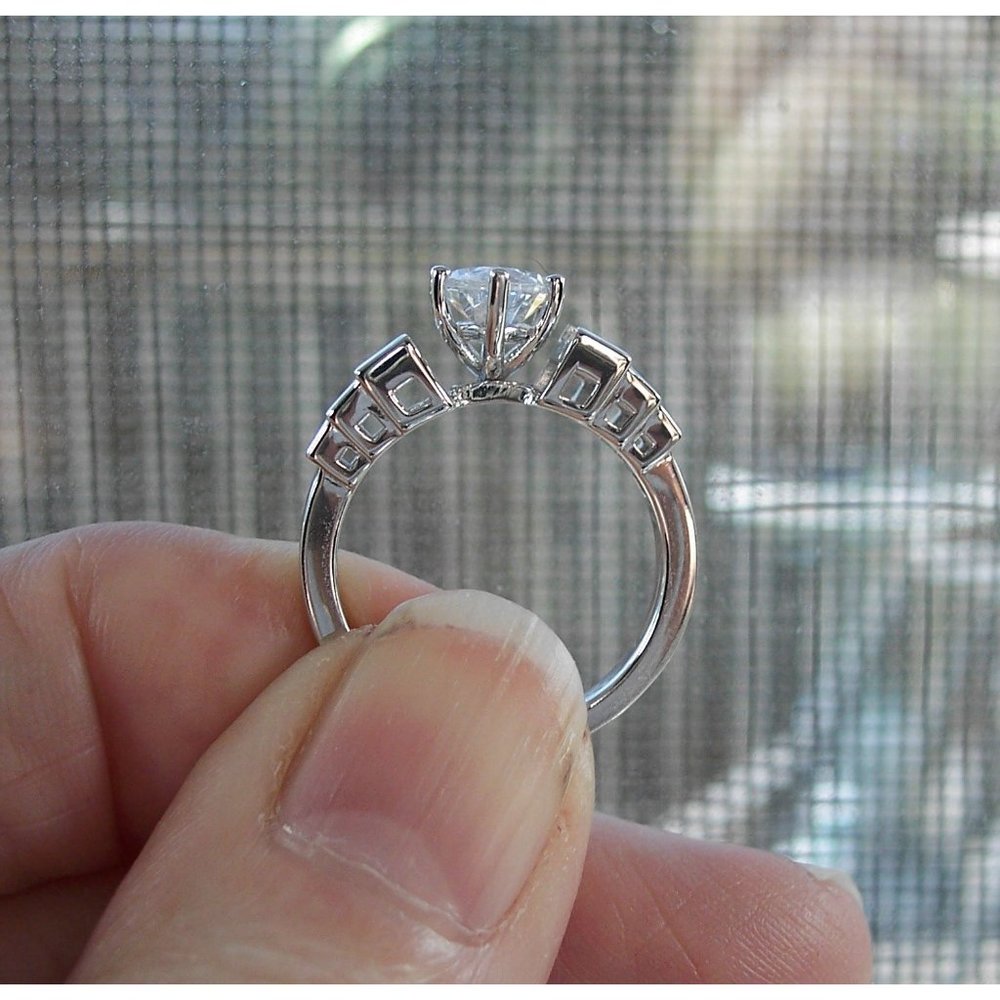 925 STERLING SILVER Marquise & Baguette Cubic Zirconia Ring - Picture 8 of 16